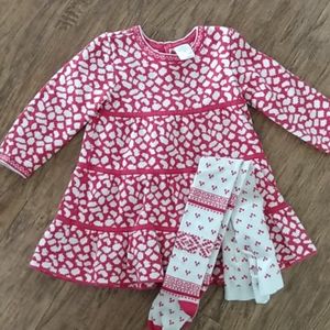 Hanna Andersson red sweater dress tights lot 90